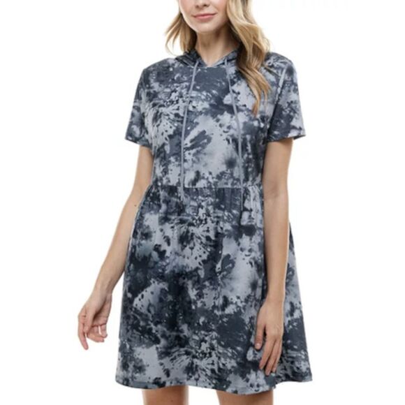 BEBOP Dresses & Skirts - BEBOP Womens Above The Knee Dress Navy Short Sleeve Tie Dye Juniors XXS